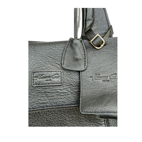 Kenneth Cole Black Leather Duffel Bag Weekender – 20” Travel Tote w/ Lock & Key - Picture 4 of 5